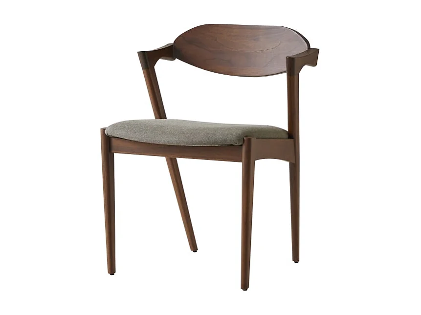 Stuhl Guido aus dunklem, massivem Teakholz und Stoff