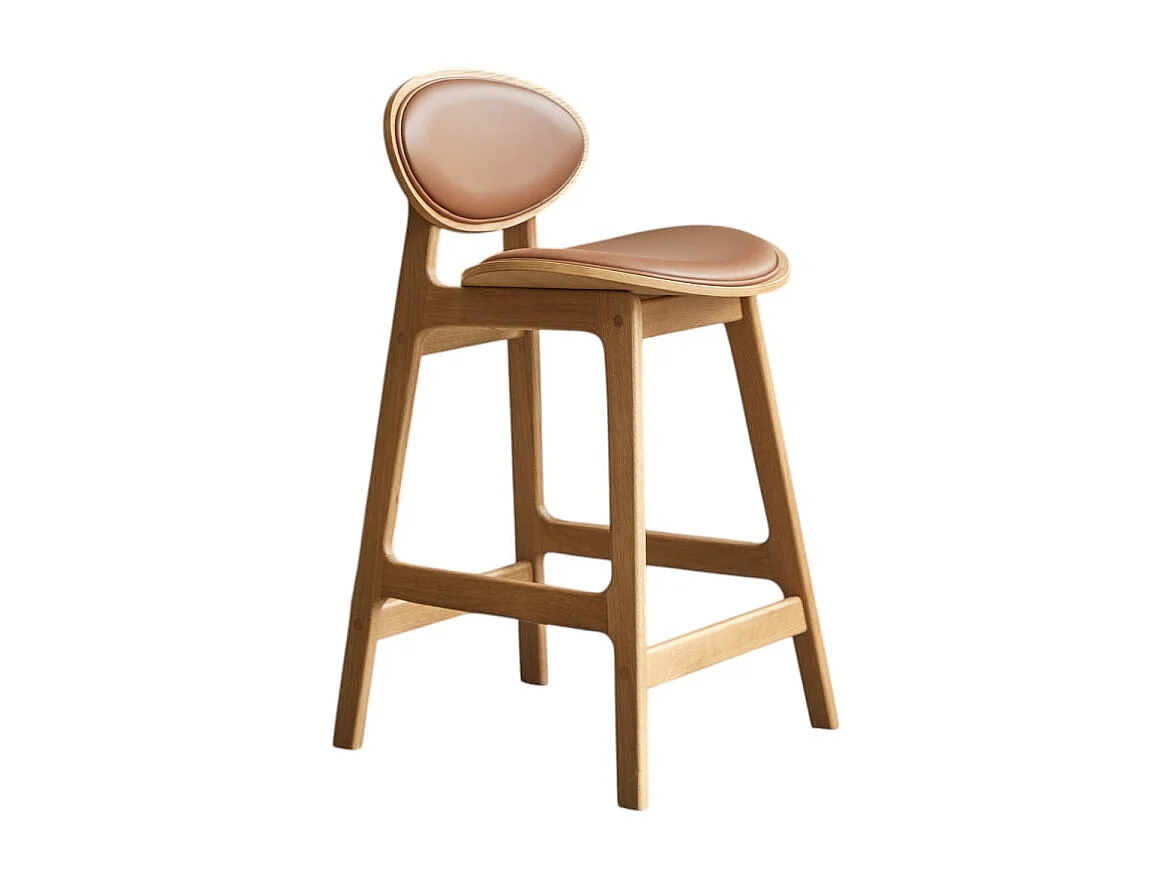 Sedia da bancone Maia in legno di rovere massello e pelle