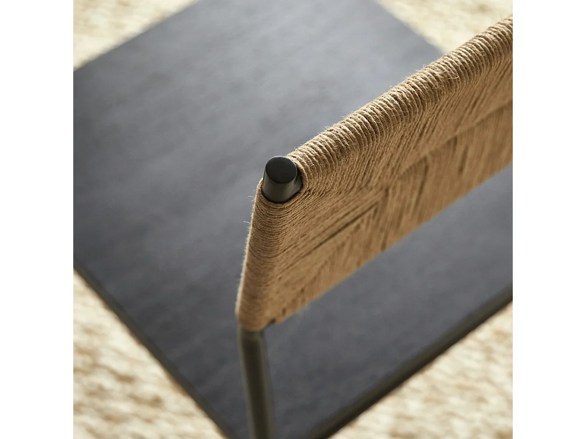 Stuhl Fidèle aus Metall und geflochtenen Naturfasern