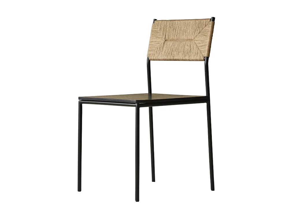 Stuhl Fidèle aus Metall und geflochtenen Naturfasern