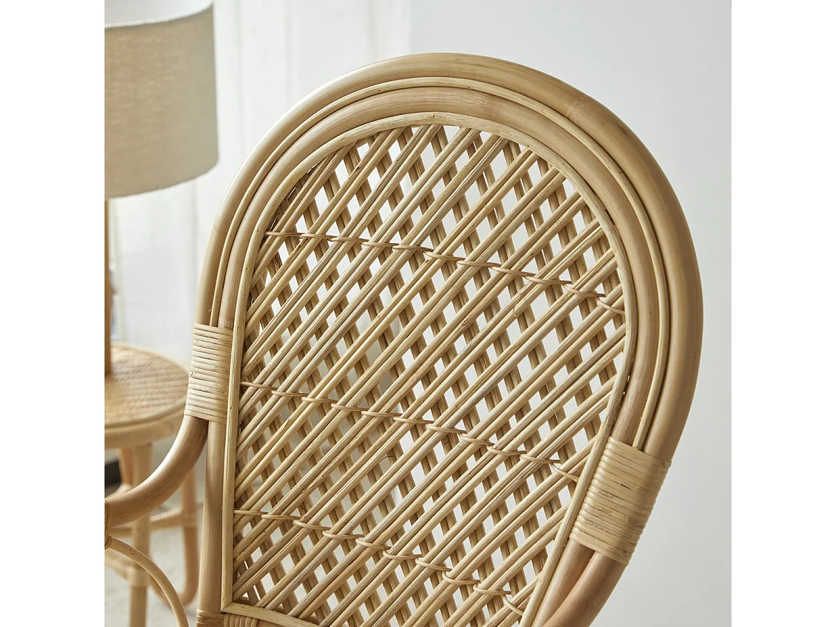 Sessel aus Rattan Lehnstuhl Stuhl mit Armlehnen Naturrattan