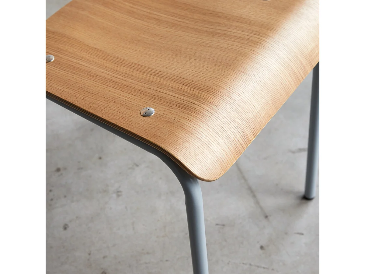 Stuhl aus Metall und Eschenholz Mio Grey