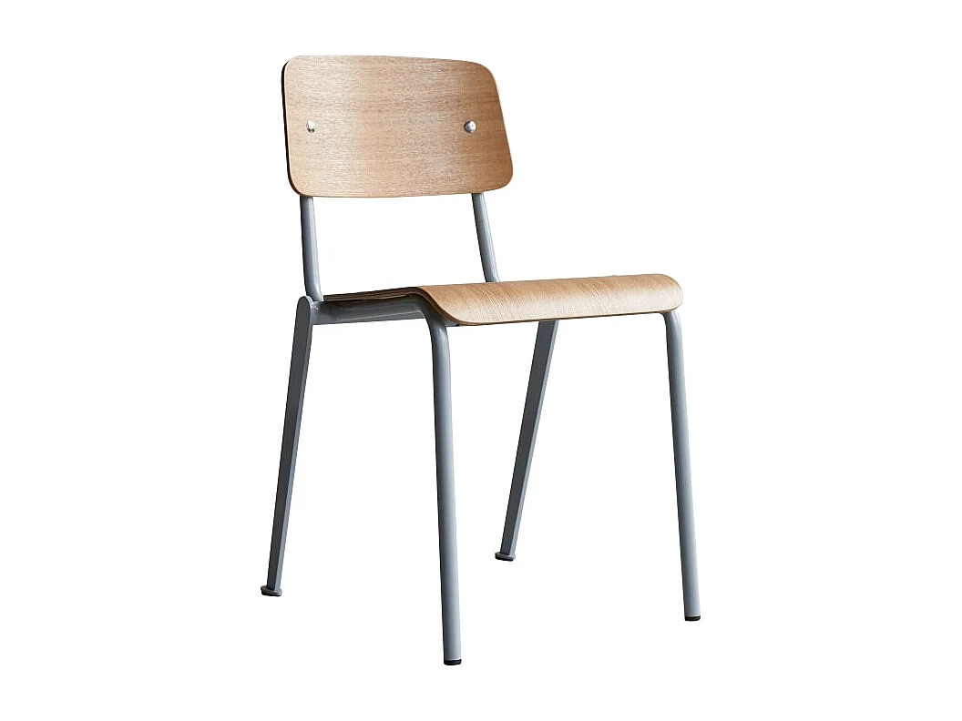 Stuhl aus Metall und Eschenholz Mio Grey