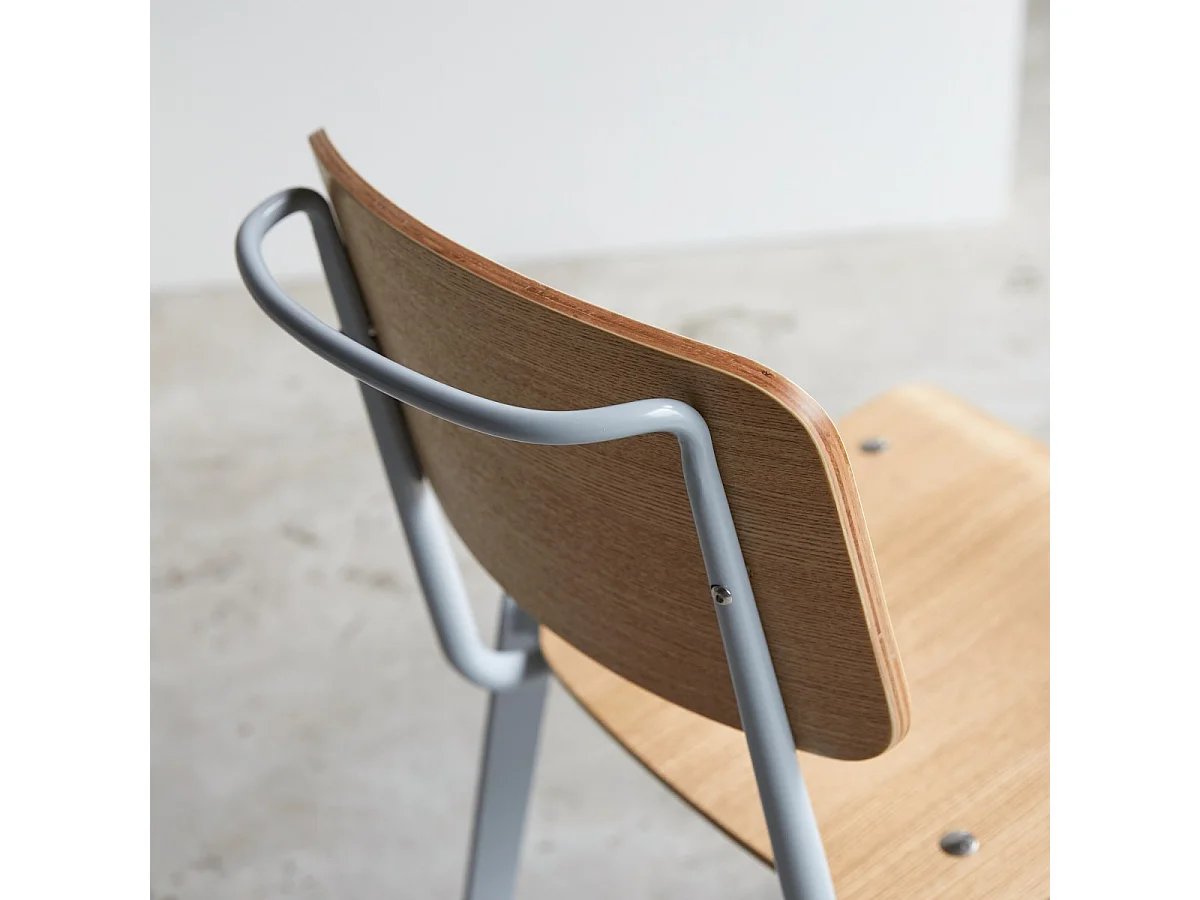 Chaise en métal et bois de frêne Mio grey