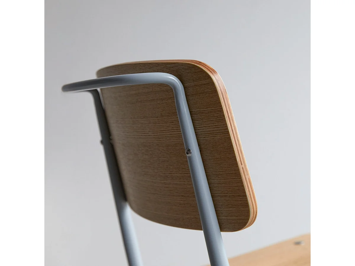 Chaise en métal et bois de frêne Mio grey