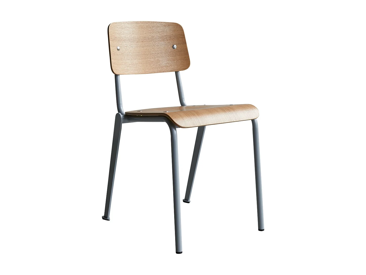 Chaise en métal et bois de frêne Mio grey