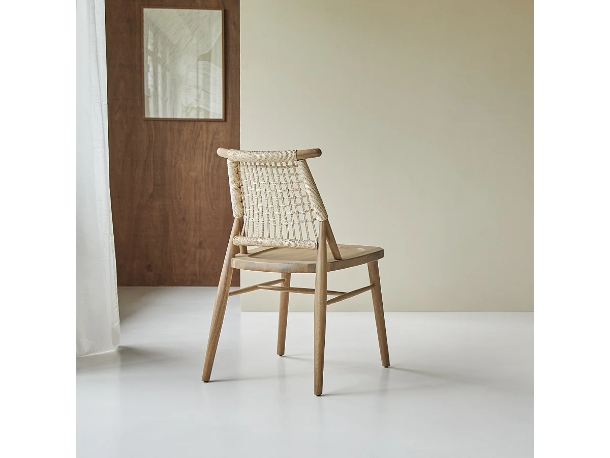 Sedia in legno di acacia e corda Arturo