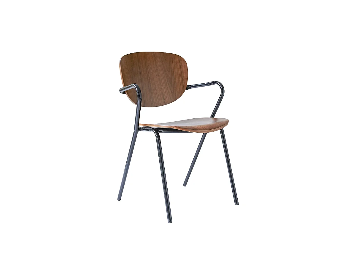 Chaise en métal et bois de noyer Ada