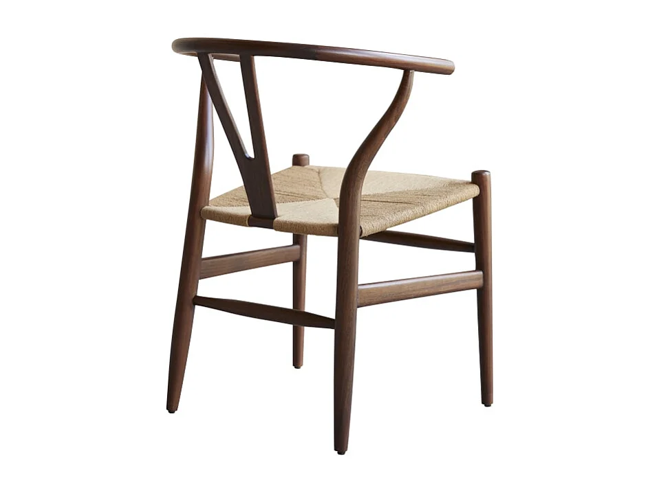 Sedia in legno di teak massiccio scuro e seduta intrecciata Blaise