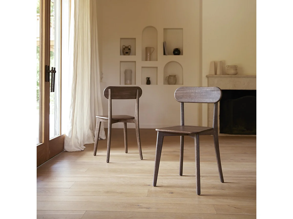 Set di 2 sedie in legno dii rovere marrone Abel
