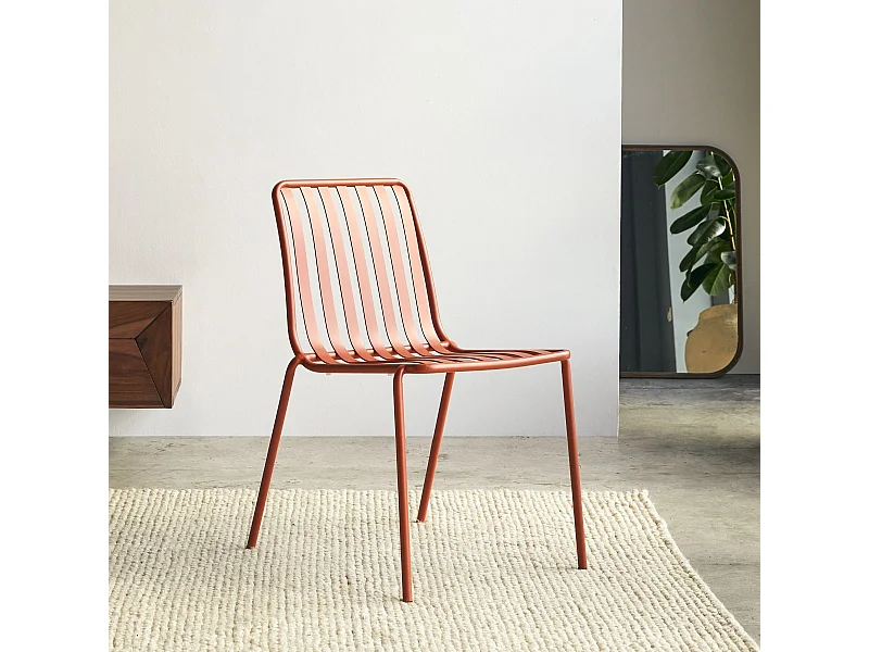 Stuhl Gaby Orange aus lackiertem Metall