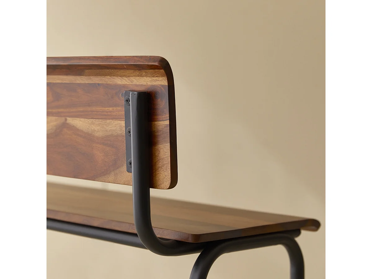 Panca alta in legno di palissandro e metallo 120 Talia