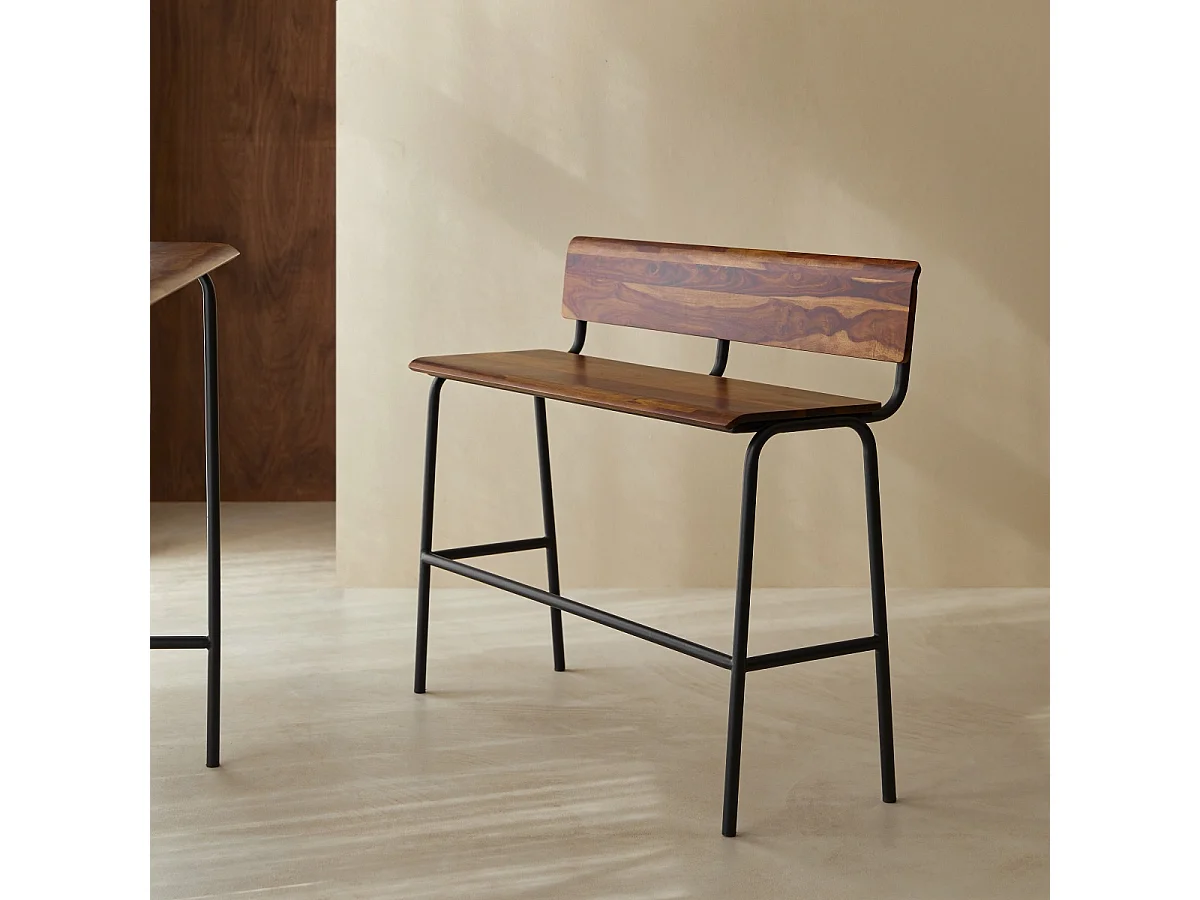 Panca alta in legno di palissandro e metallo 120 Talia