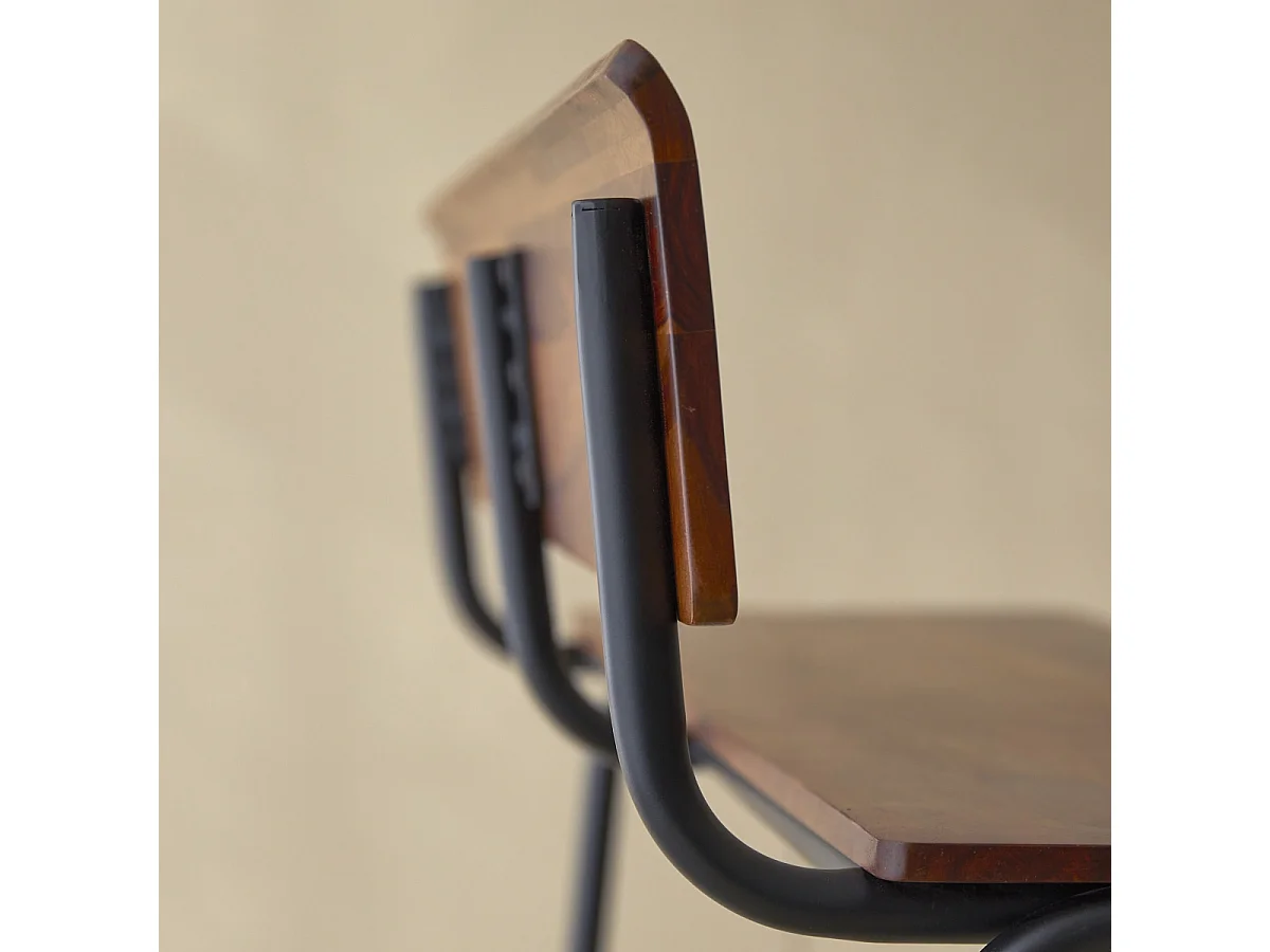 Panca alta in legno di palissandro e metallo 120 Talia