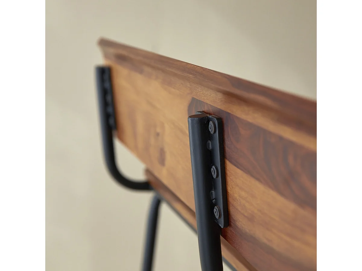 Panca alta in legno di palissandro e metallo 120 Talia