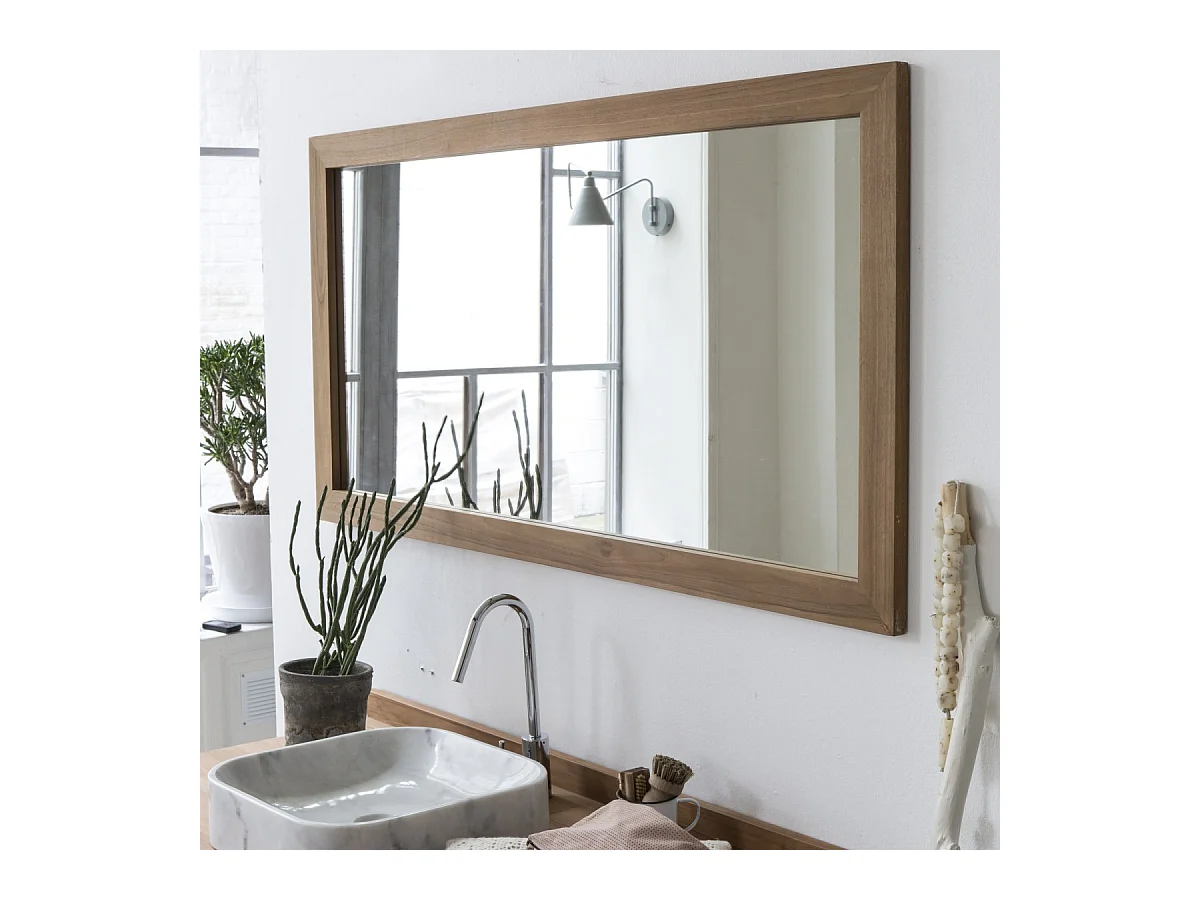 Spiegel Wandspiegel Badspiegel aus Teak Massiv Holzrahmen Bad neu Tikamoon