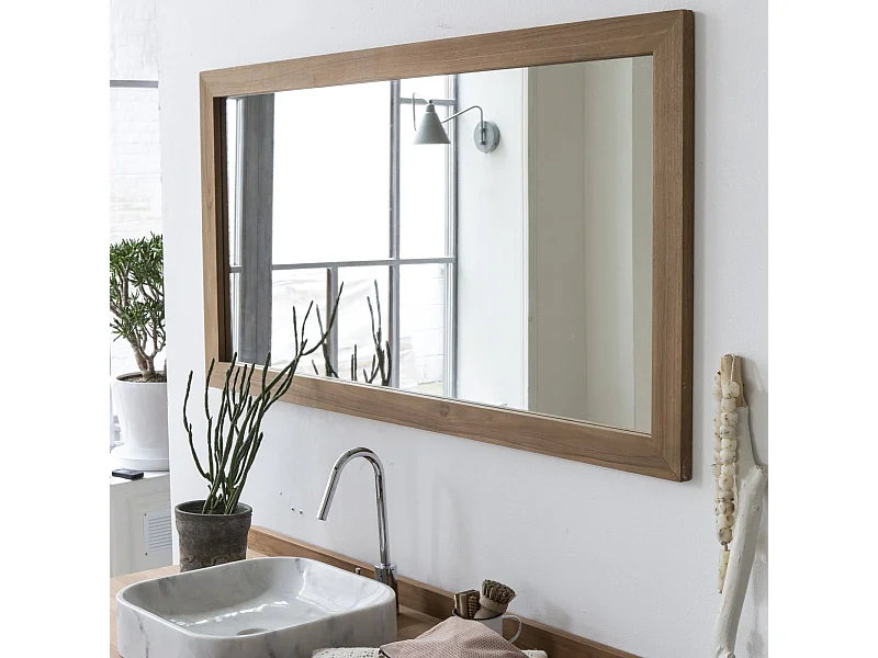 Spiegel Wandspiegel Badspiegel aus Teak Massiv Holzrahmen Bad neu Tikamoon