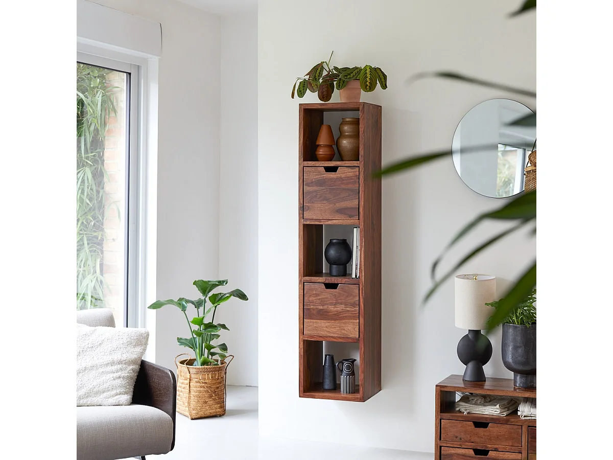 Wandregal aus Palisanderholz Hochregal Sheesham Kwarto