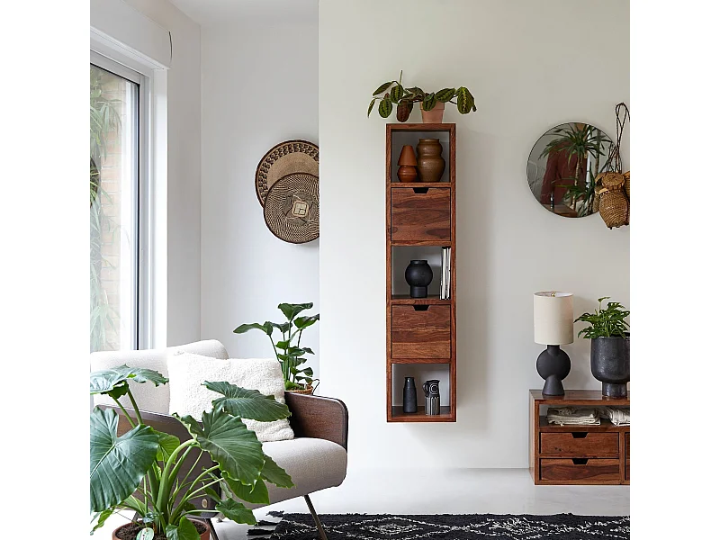 Wandregal aus Palisanderholz Hochregal Sheesham Kwarto