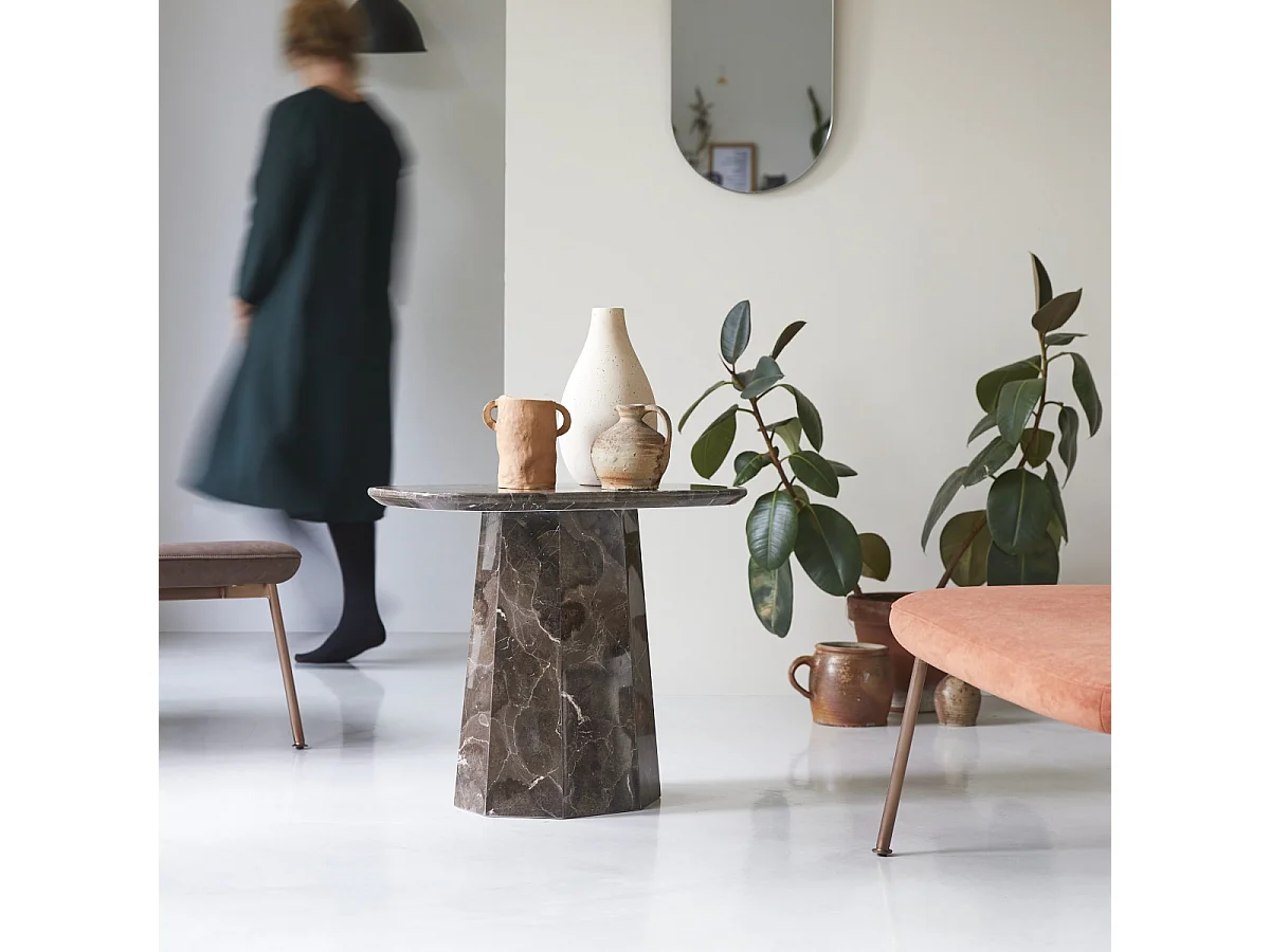 Tavolino in marmo marrone da soggiorno Keesog 60x35