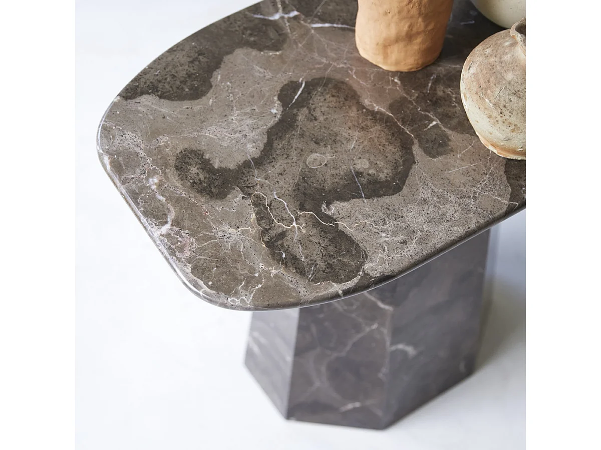 Tavolino in marmo marrone da soggiorno Keesog 60x35
