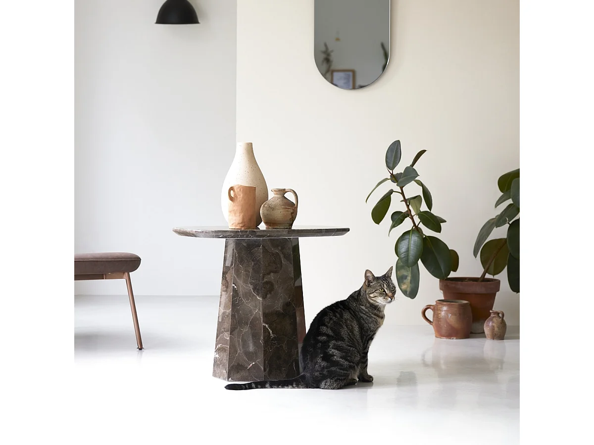 Tavolino in marmo marrone da soggiorno Keesog 60x35