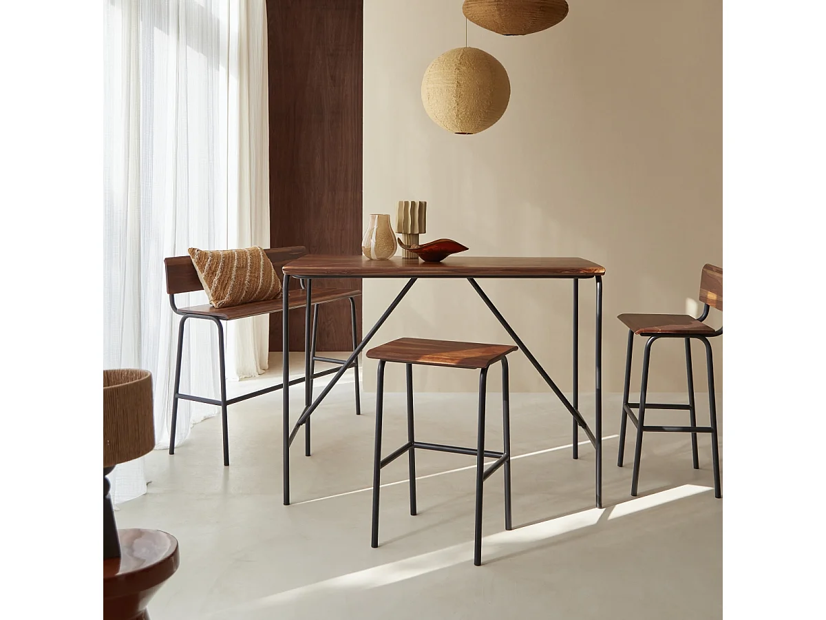 Tavolo alto in legno di palissandro e metallo 140 x 85 Talia