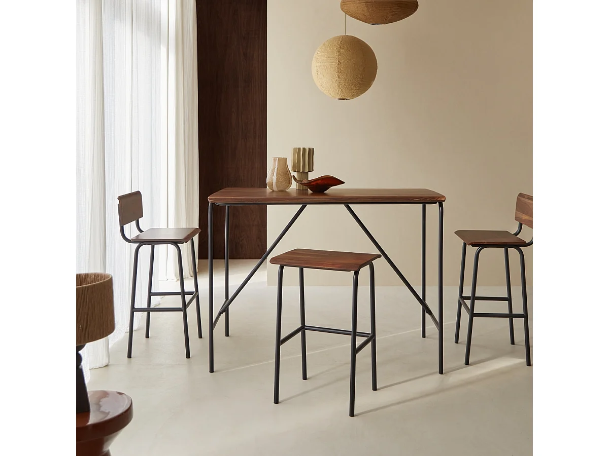 Tavolo alto in legno di palissandro e metallo 140 x 85 Talia