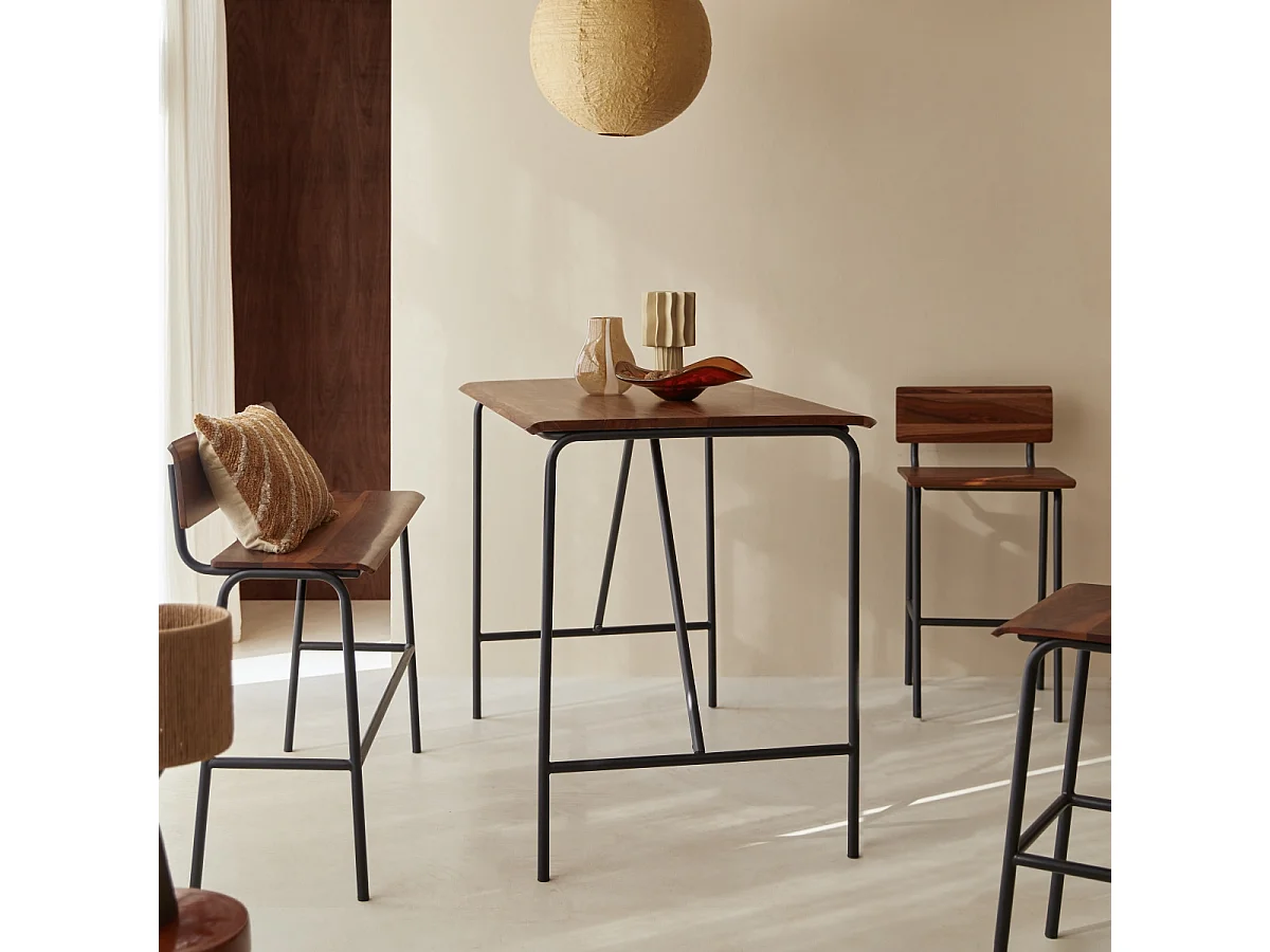 Tavolo alto in legno di palissandro e metallo 140 x 85 Talia