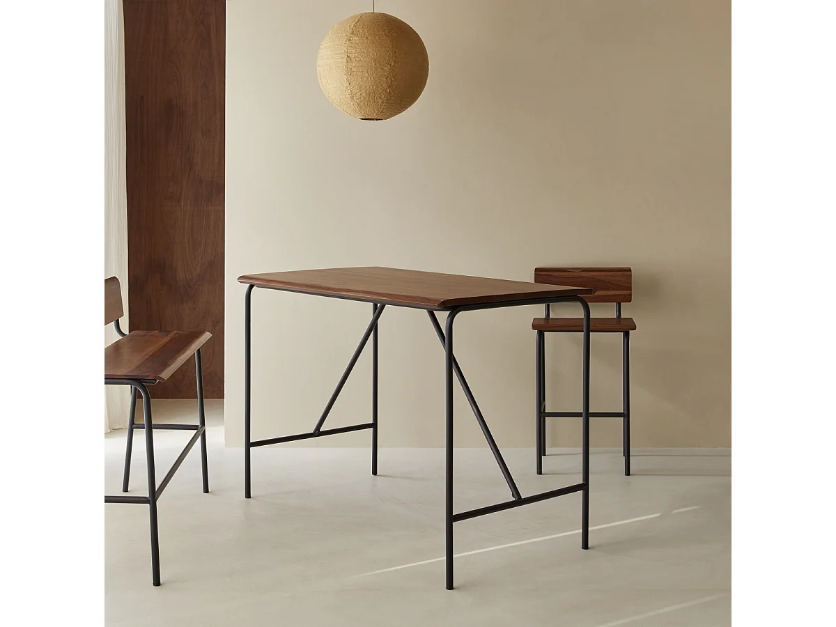 Tavolo alto in legno di palissandro e metallo 140 x 85 Talia