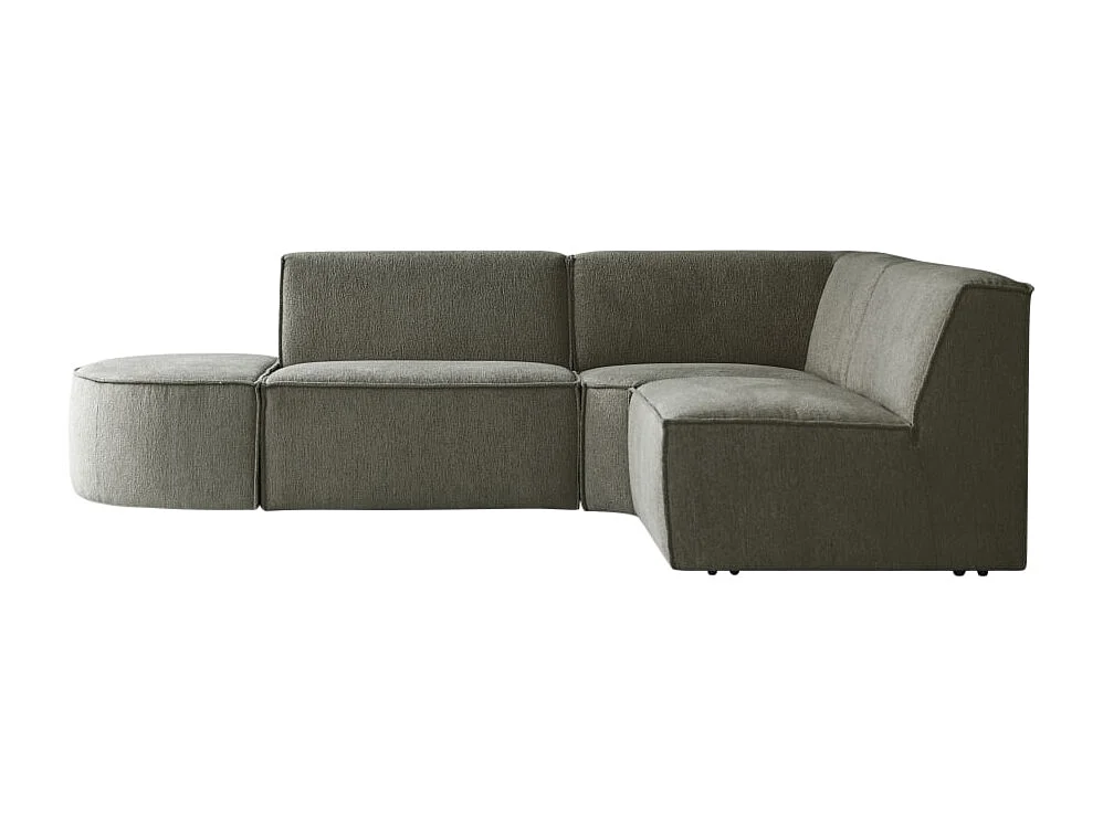 Canapé d'angle modulable Dario 4-5 places en tissu vert