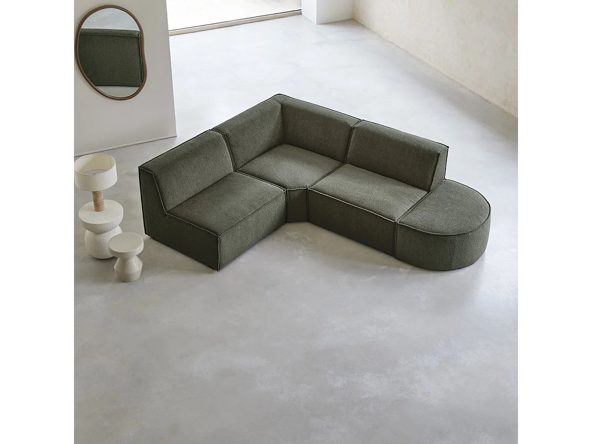 Divano ad angolo modulabile Dario 4-5 posti in tessuto color mogano