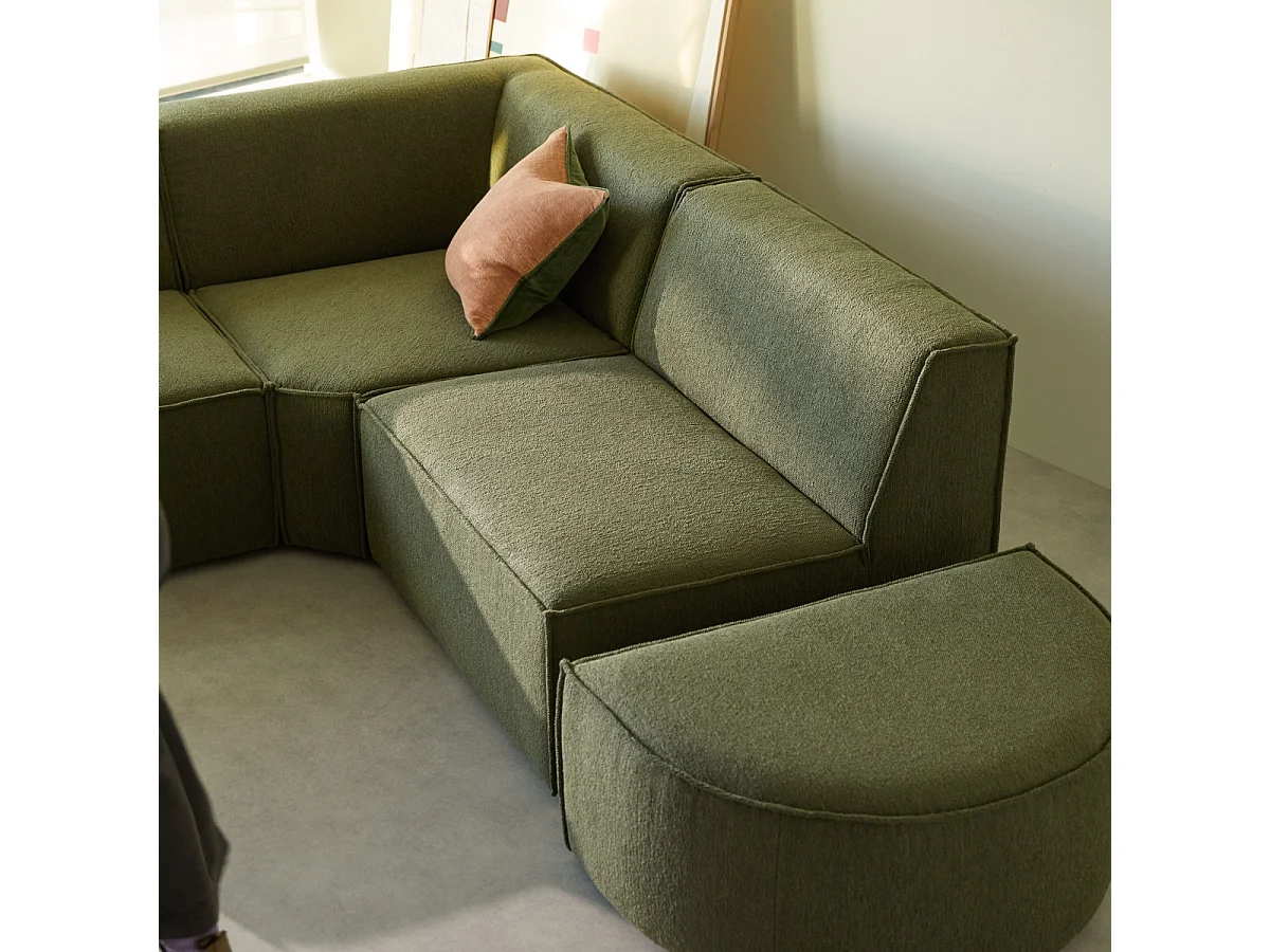 Divano ad angolo modulabile Dario 4-5 posti in tessuto color mogano