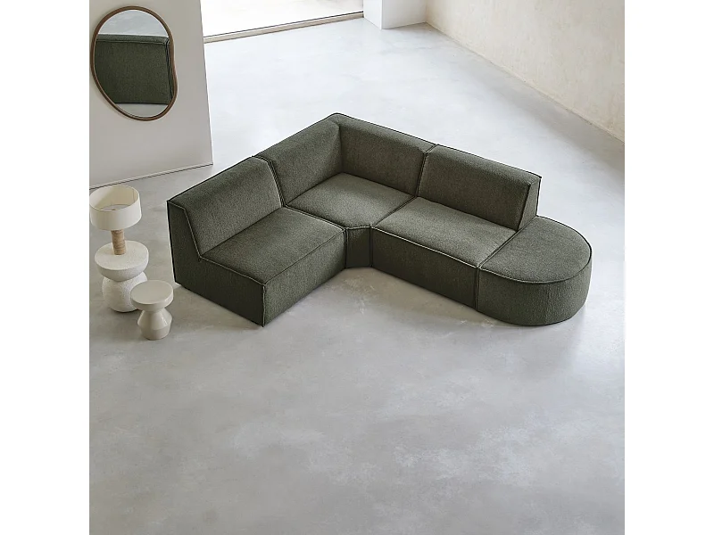Divano ad angolo modulabile Dario 4-5 posti in tessuto color mogano