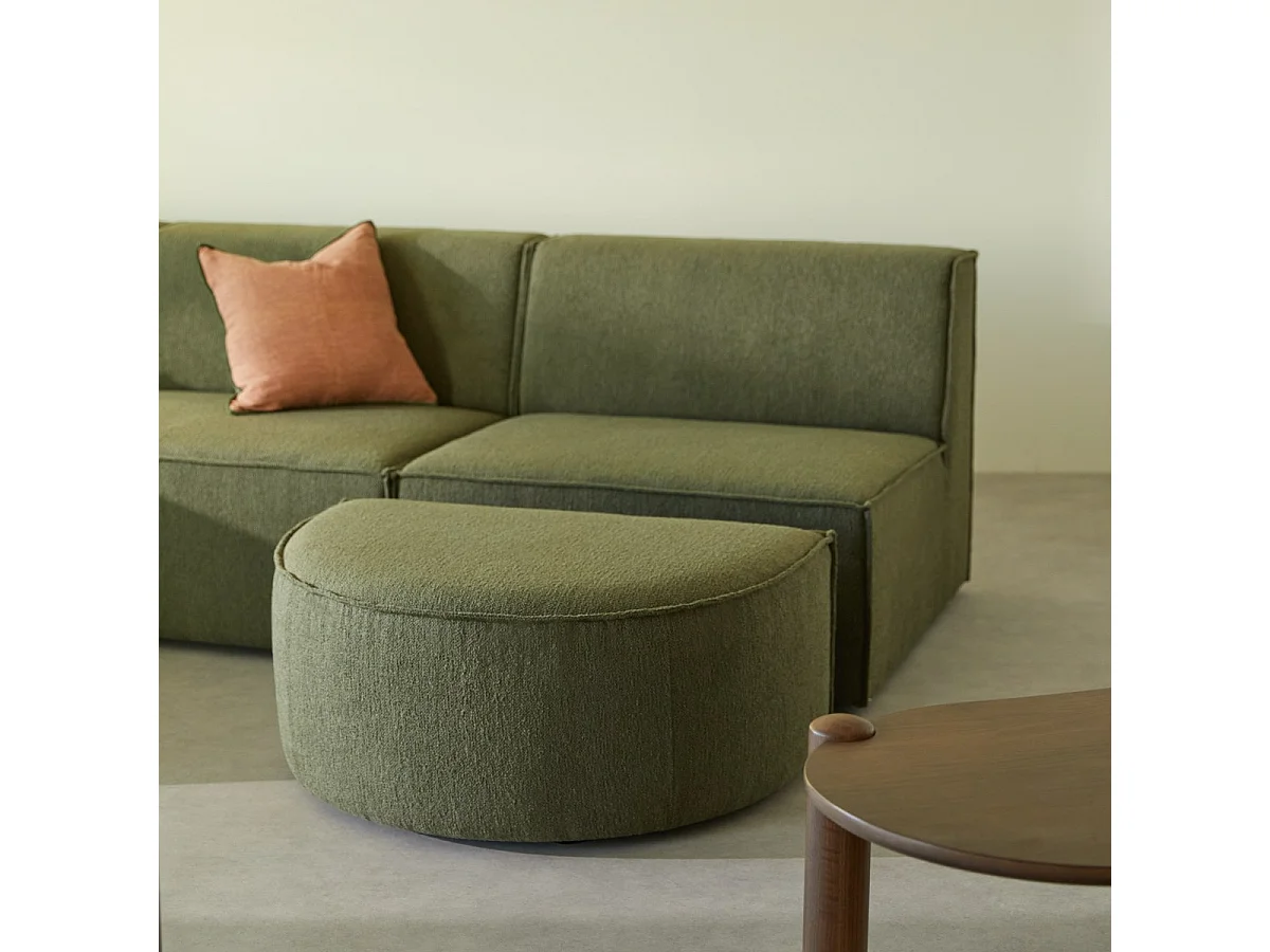 Divano ad angolo modulabile in tessuto verde, 5-6 posti