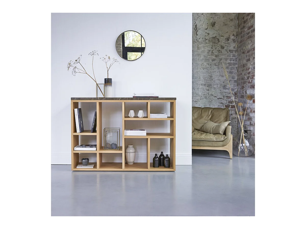 Consolle Eyota in legno di Quercia e Marmo 131