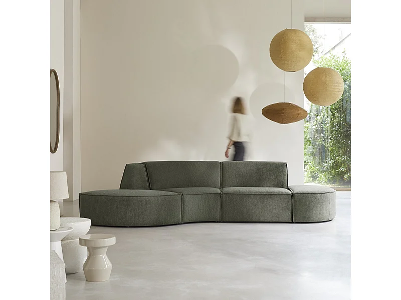 Divano modulabile Dario 4 posti in tessuto verde