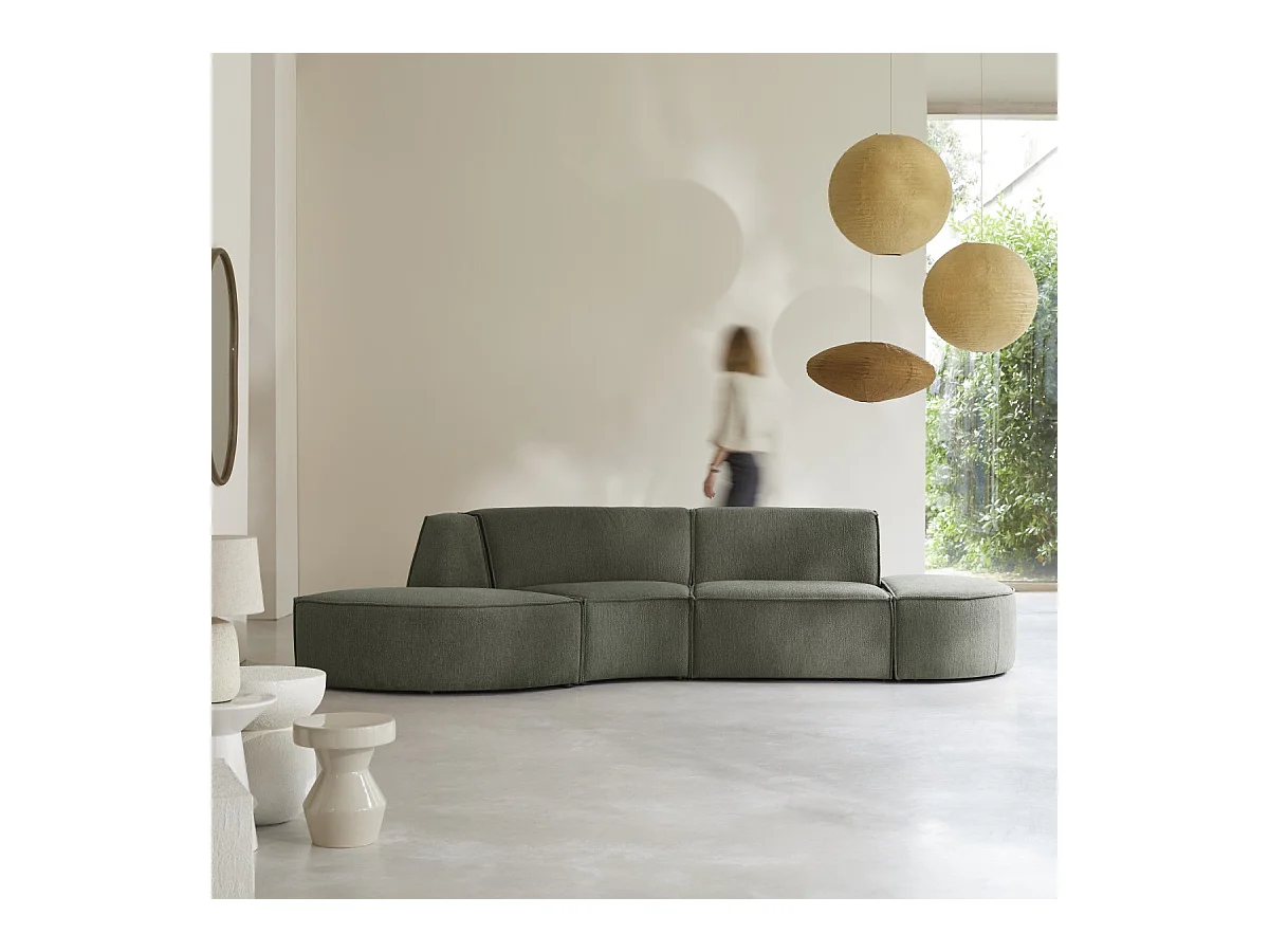 Divano modulabile Dario 4 posti in tessuto verde