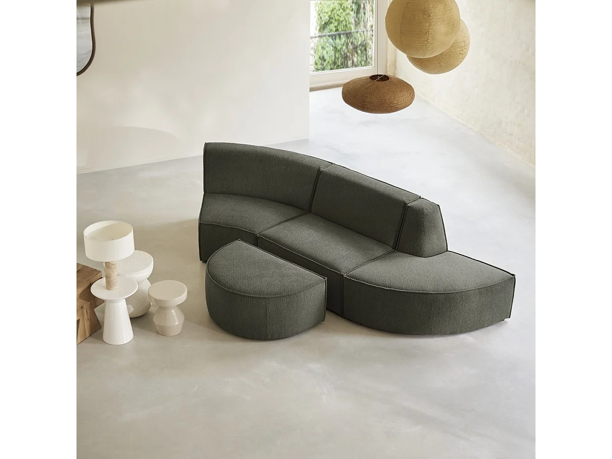 Divano modulabile Dario 4 posti in tessuto verde