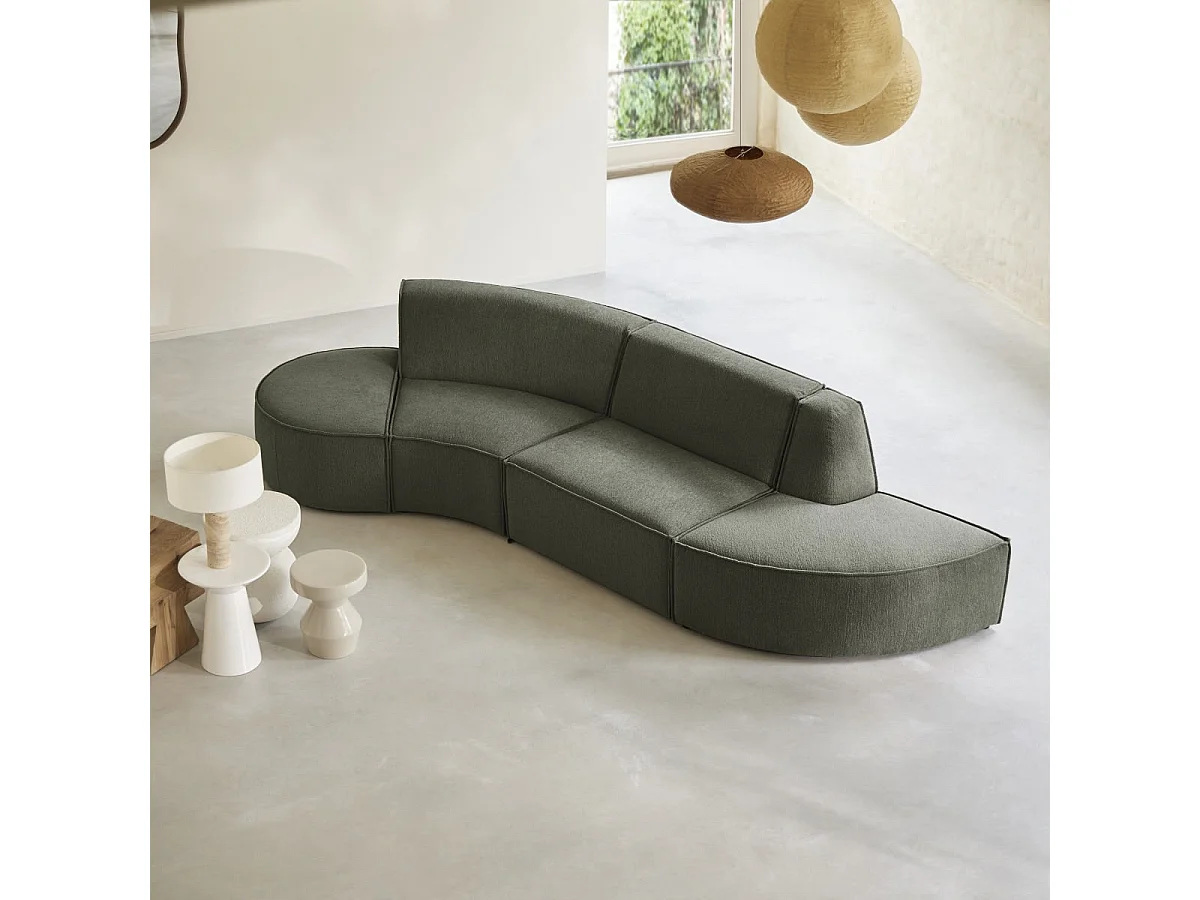 Divano modulabile Dario 4 posti in tessuto verde