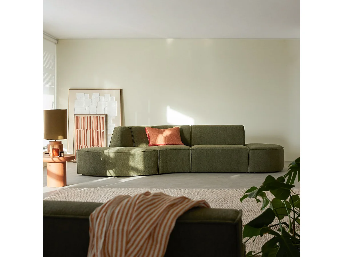 Banquette modulable Dario 4 places en tissu vert