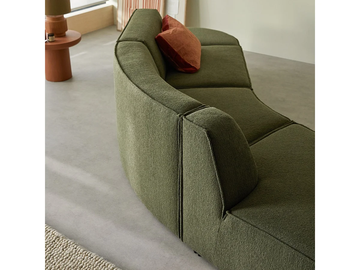 Banquette modulable Dario 4 places en tissu vert