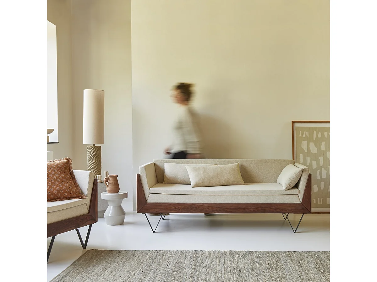 Sofa aus Palisanderholz und Kissen ,3-Sitzer