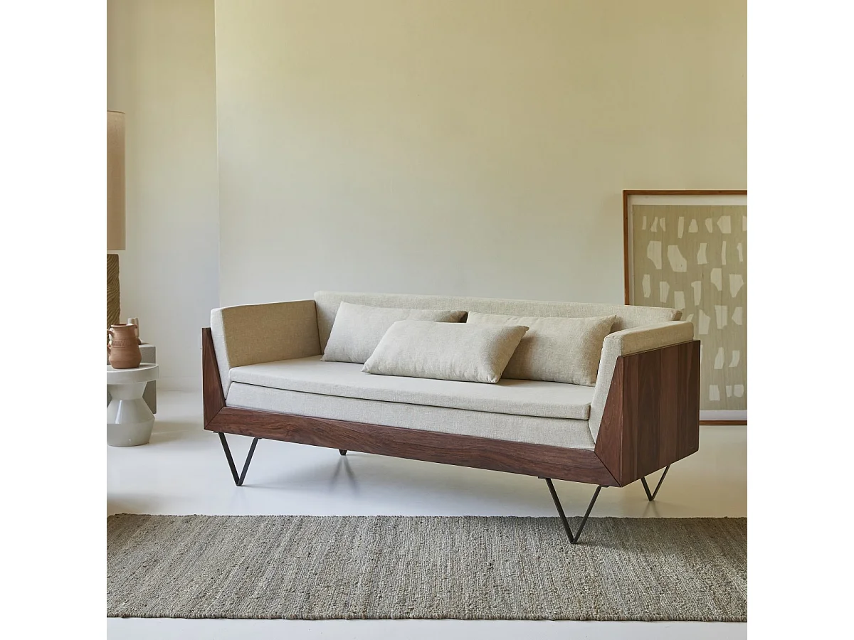 Sofa aus Palisanderholz und Kissen ,3-Sitzer