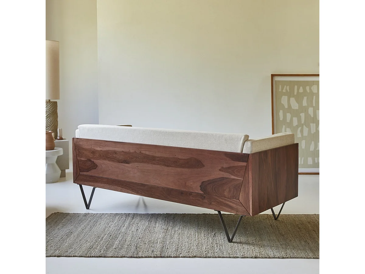 Sofa aus Palisanderholz und Kissen ,3-Sitzer