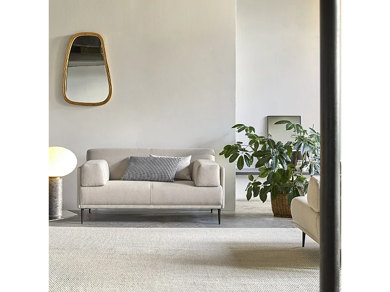 2-3-Sitzer Sofa Finn mit ecrufarbenem Stoffbezug ,2-Sitzer