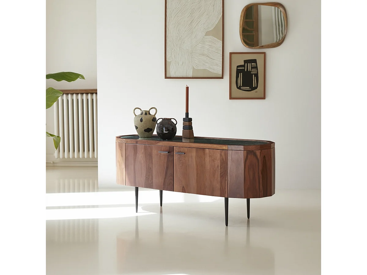 TV-Tisch aus Palisanderholz und Marmor 130 Jade