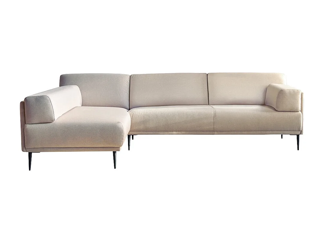 Divano angolare sinistro in tessuto écru 270 x 180 cm Finn, 4 posti