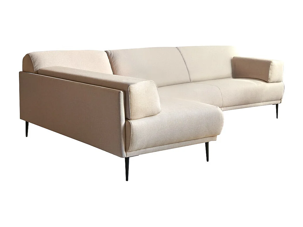 Divano angolare sinistro in tessuto écru 270 x 180 cm Finn, 4 posti