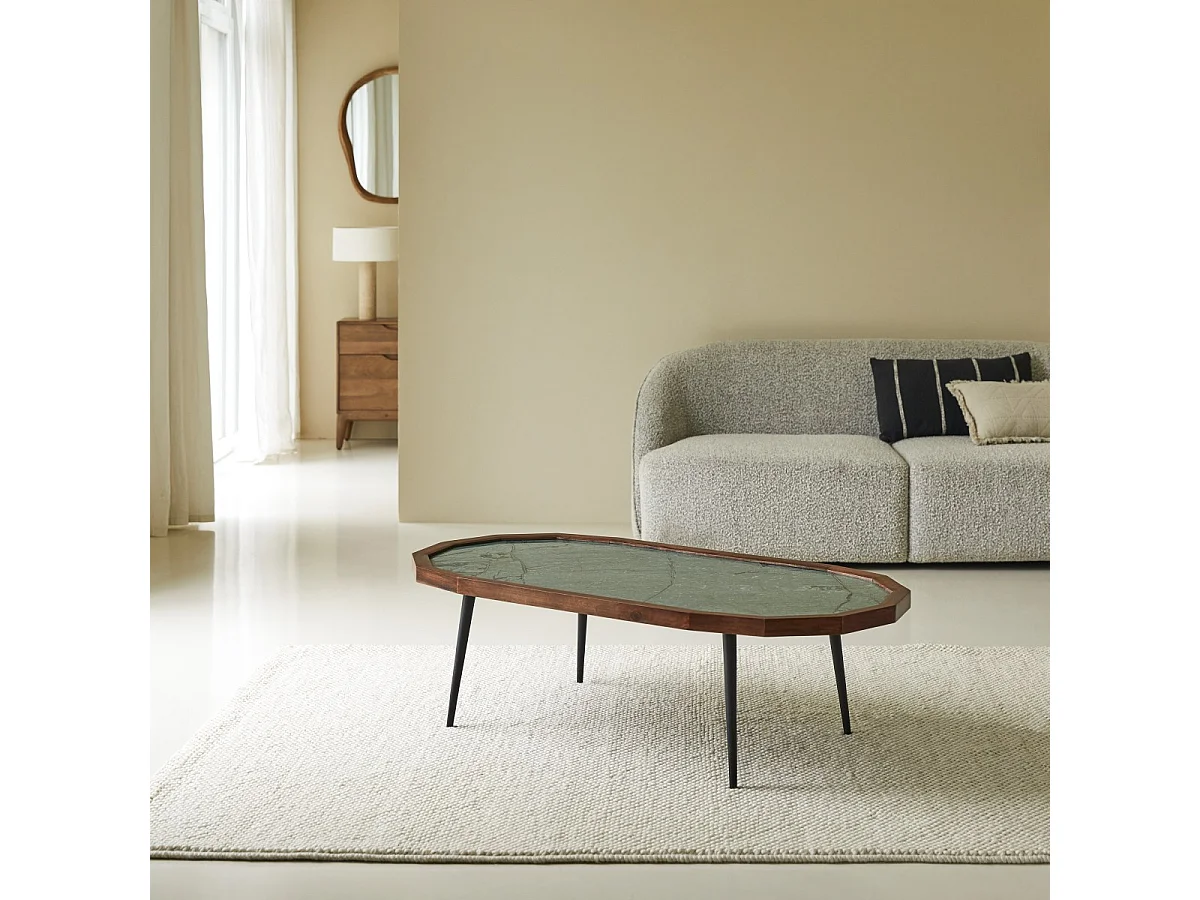 Couchtisch aus Palisanderholz und Marmor 120 × 60 Jade